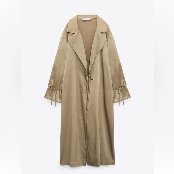 Zara Wrinkle Look Flowy Trench Coat - Picture 9 of 14